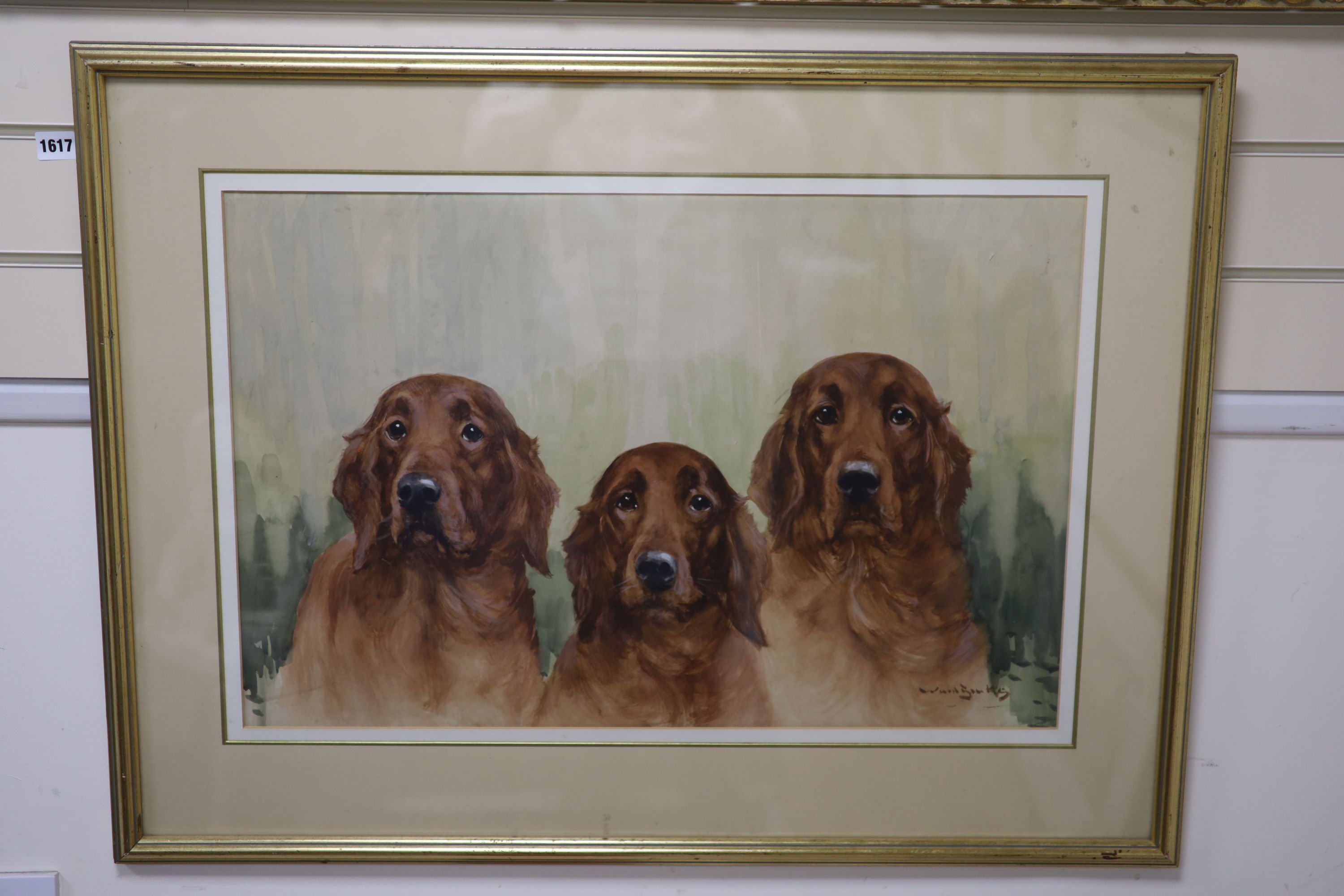 Reuben Ward Binks (1860-1945) Three Golden Retrievers 44.5 x 68cm.